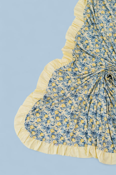 VINTAGE CITRUS TOILE RUFFLE DREAM BLANKET