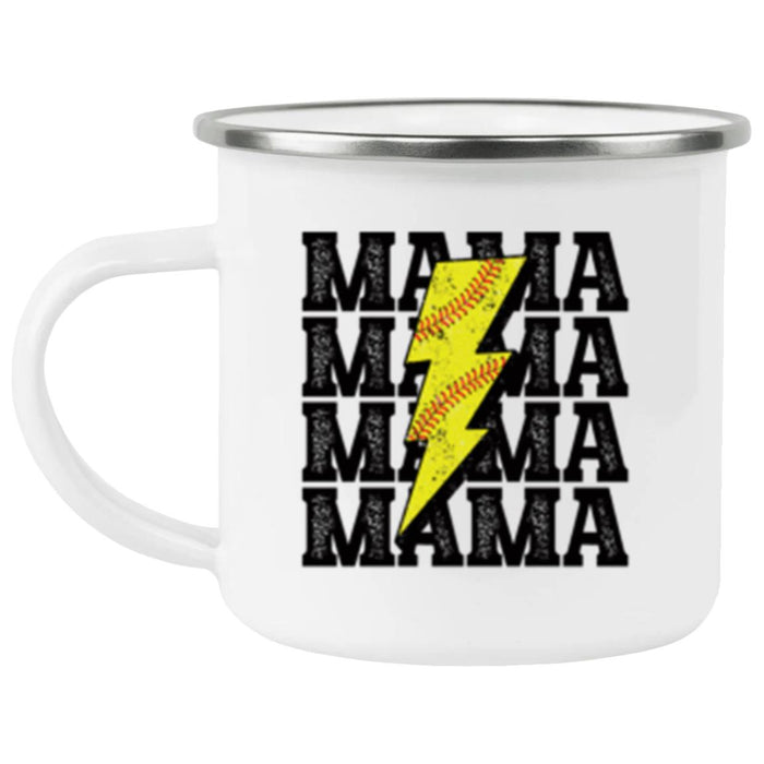 Mama Softball Lighting Bolts - Camping Mug