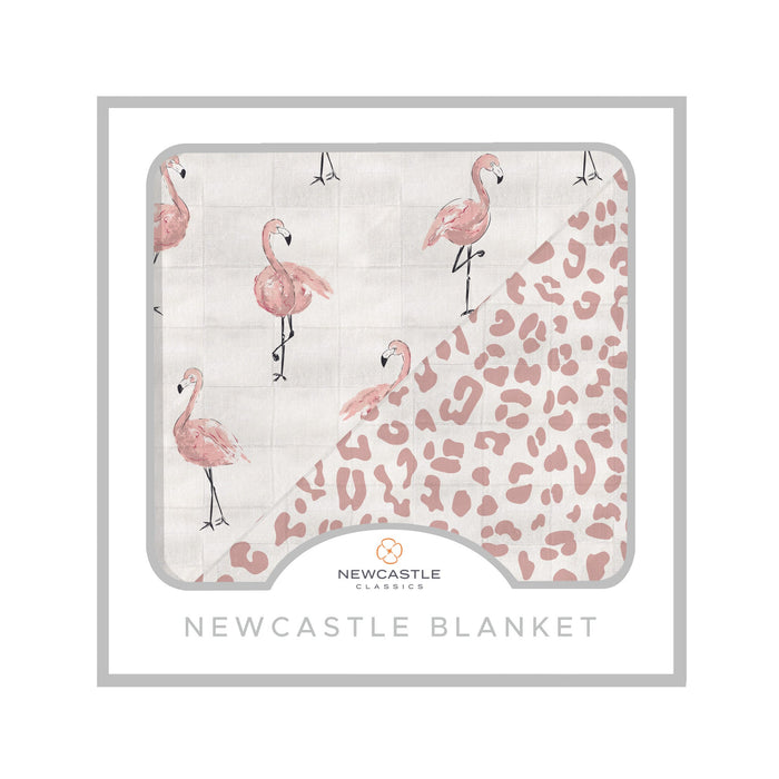 Dancing Flamingo and Little Leopard Newcastle Blanket