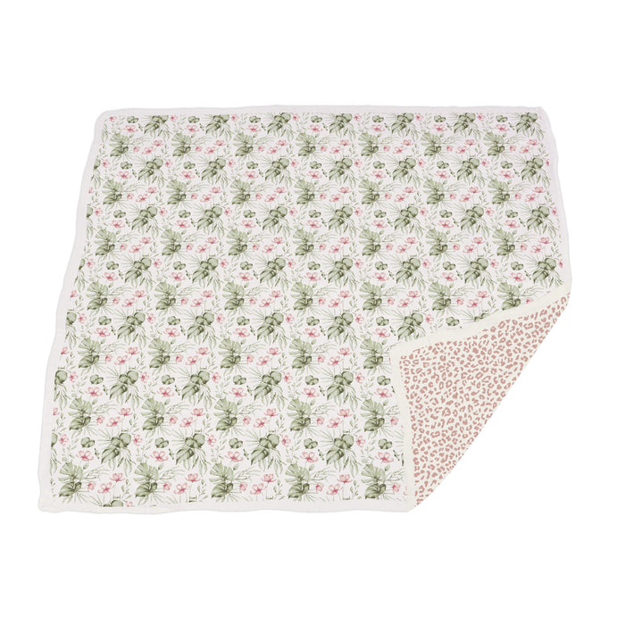 Silver Pink Orchid and Little Leopard Newcastle Blanket