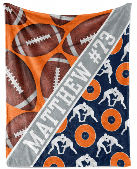 Create Your Own 2 Sports Pattern with Name Plate Stripe - Personalized Blanket