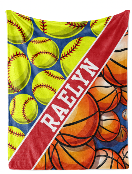Create Your Own 2 Sports Pattern with Name Plate Stripe - Personalized Blanket
