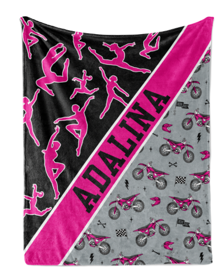 Create Your Own 2 Sports Pattern with Name Plate Stripe - Personalized Blanket