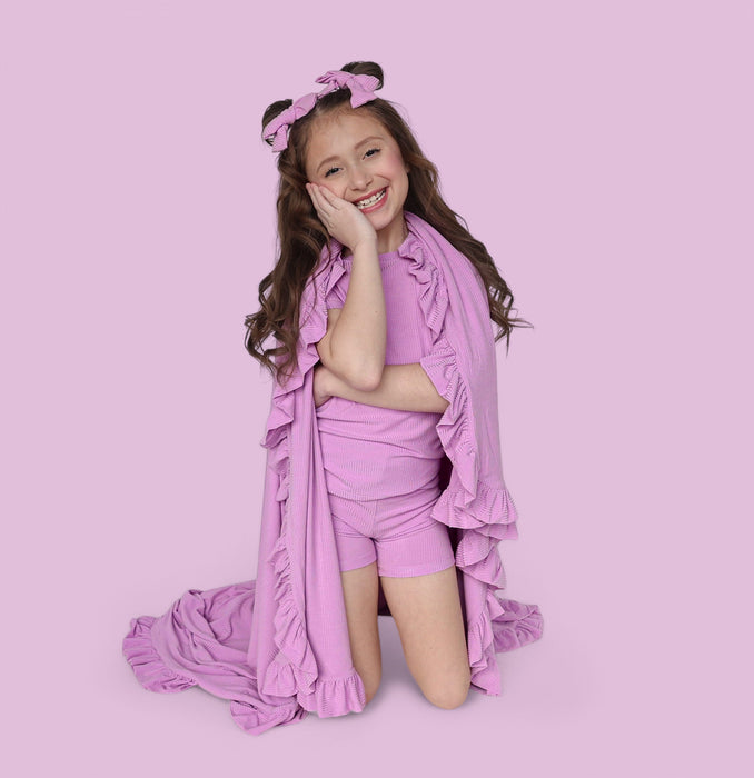 FOREVER LILAC RIB DREAM RUFFLE BLANKET