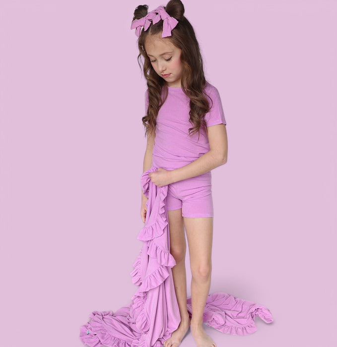 FOREVER LILAC RIB DREAM RUFFLE BLANKET