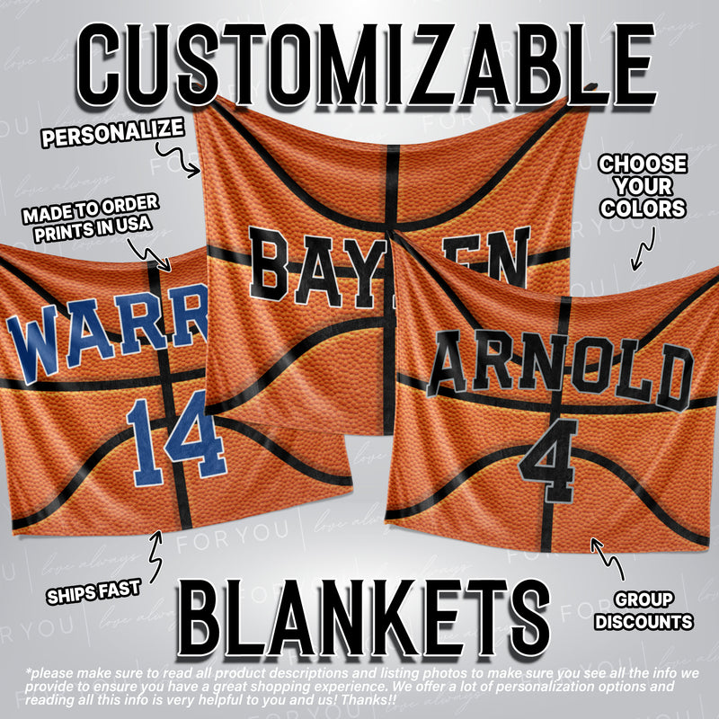 Basketball with Name - Personalized Blanket