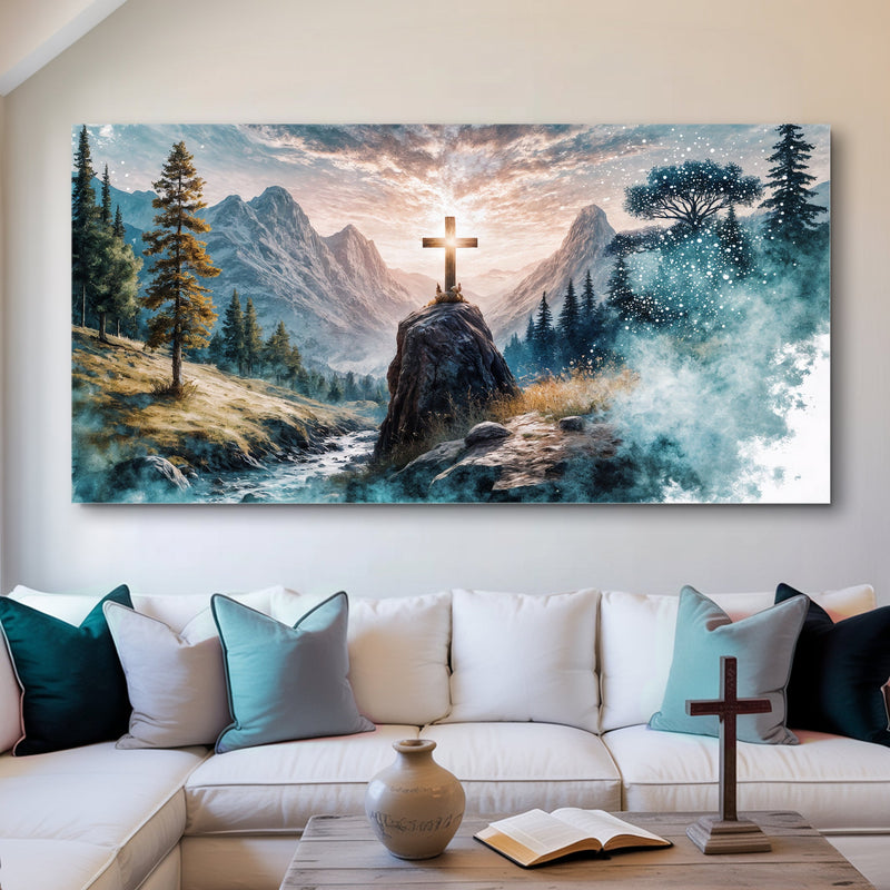 Cross On A Hill Faith Wall Art