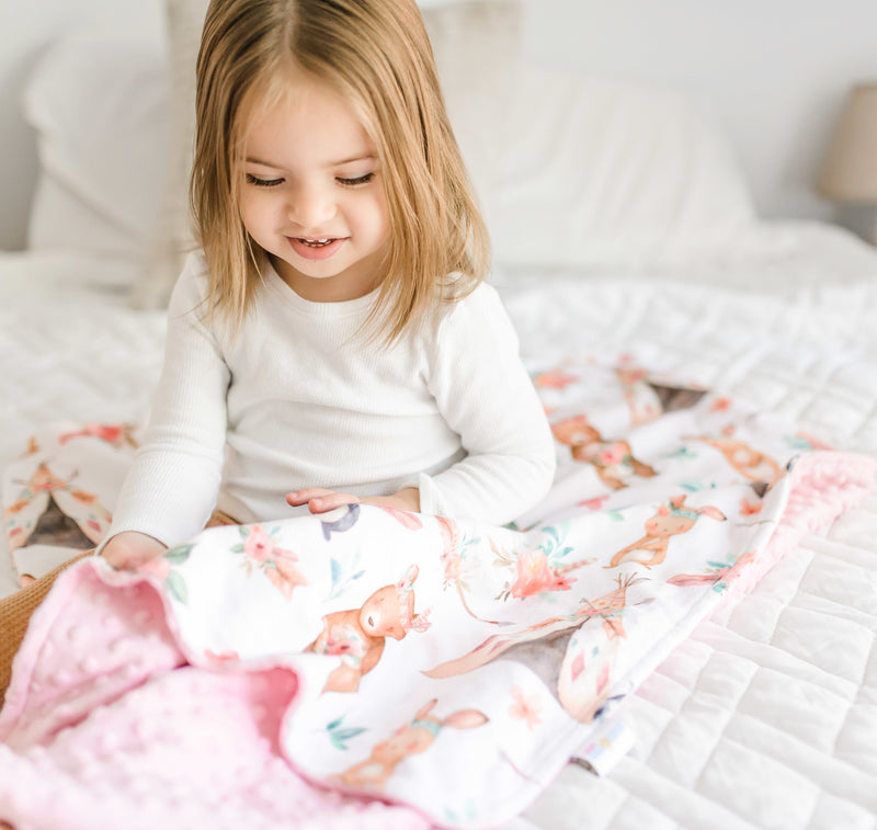 Minky Baby Blanket Woodland Tribe Pink