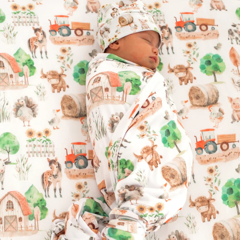Buttery Soft and Stretchy Swaddle Blanket - Farm Life