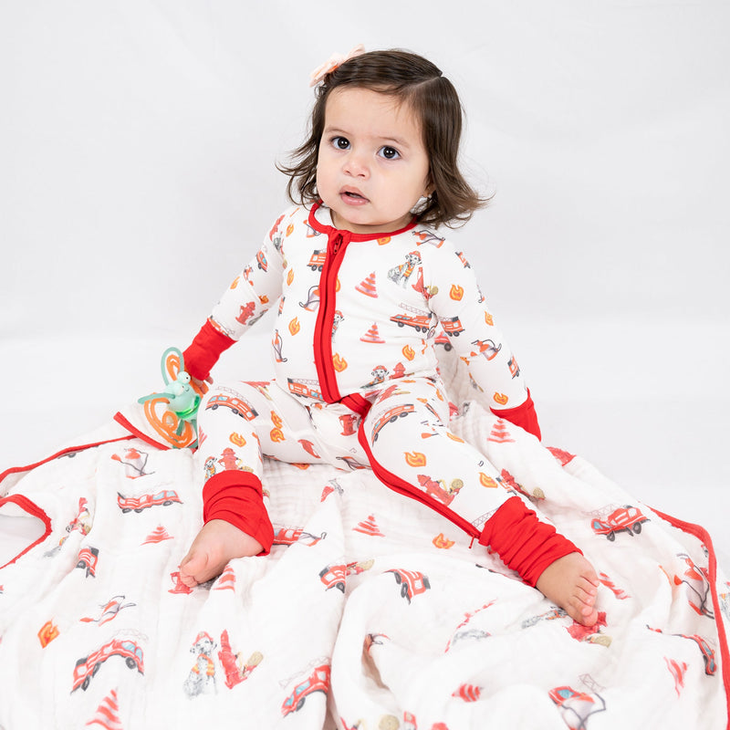 Firehouse Fido Baby Bamboo Pajamas, 2-Way Zipper Romper