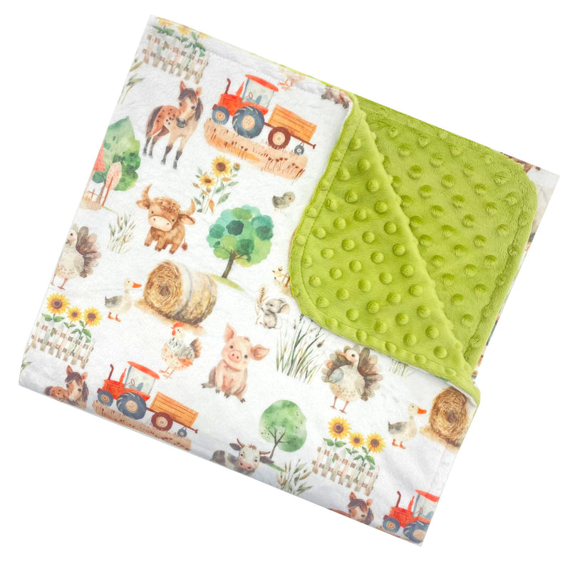 Minky Baby Blanket Farm Life