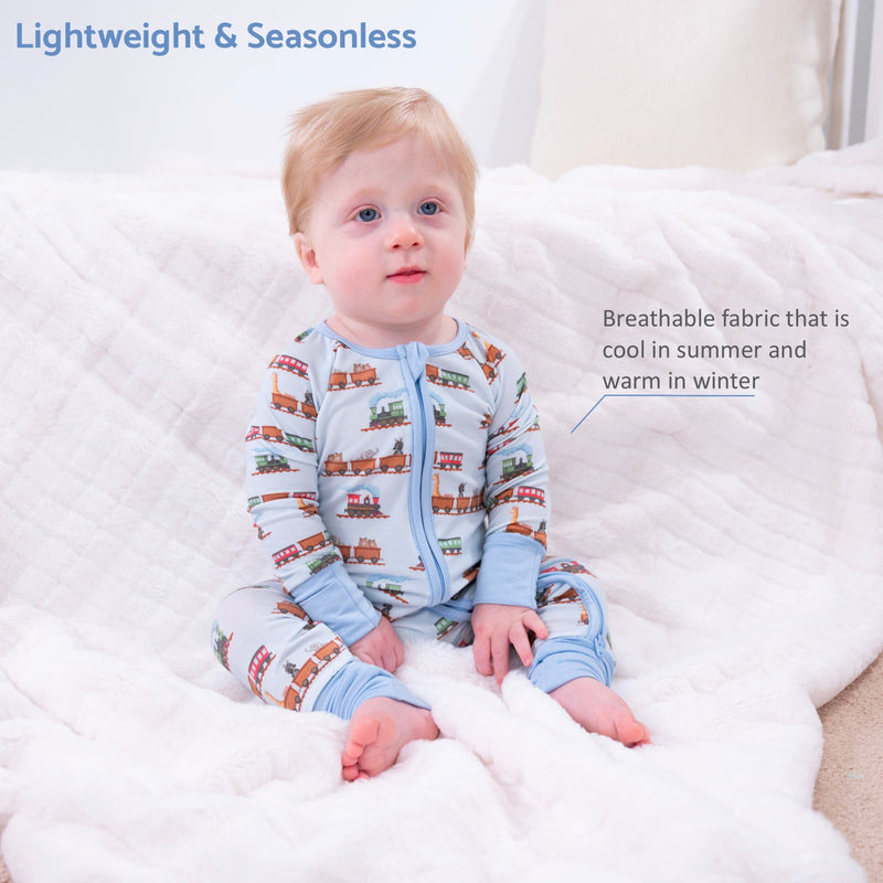 All aboard Baby Bamboo Pajamas, 2-Way Zipper Romper