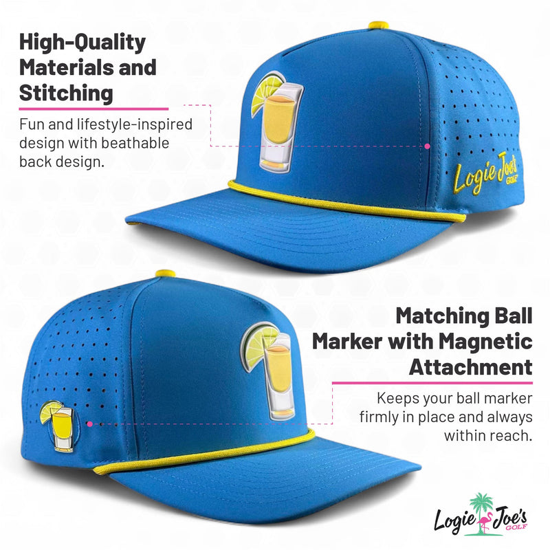 Outlaw Golf Hat | Snapback Cap | Built-in Magnetic Ball Marker Holder + Marker Included | Adjustable | Bull Skull