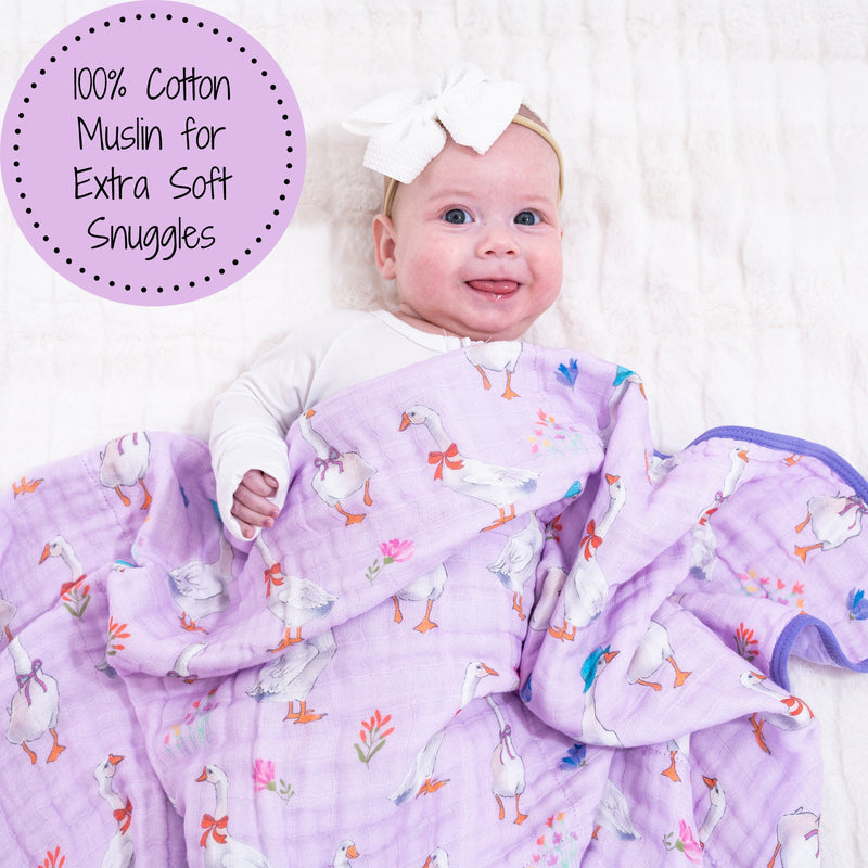 Goose Parade Muslin Baby Blanket