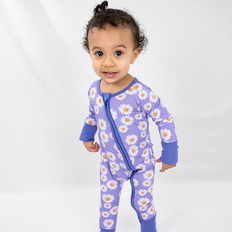 Lazy Daisy Baby Bamboo Pajamas, 2-Way Zipper Romper