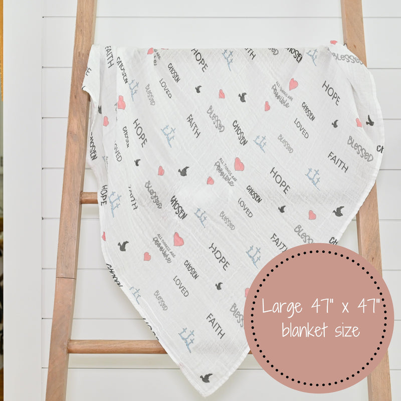 All Things Are Possible Baby Faith Swaddle Blanket