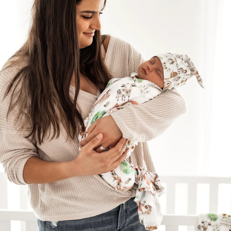 Buttery Soft and Stretchy Swaddle Blanket - Farm Life