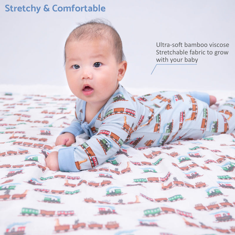 All aboard Baby Bamboo Pajamas, 2-Way Zipper Romper