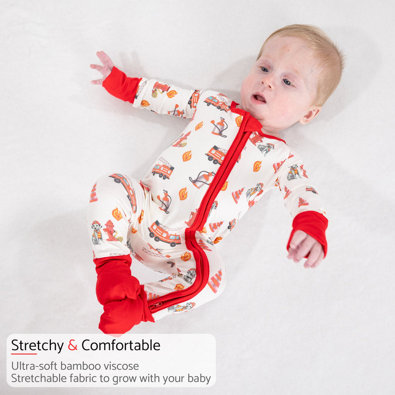 Firehouse Fido Baby Bamboo Pajamas, 2-Way Zipper Romper
