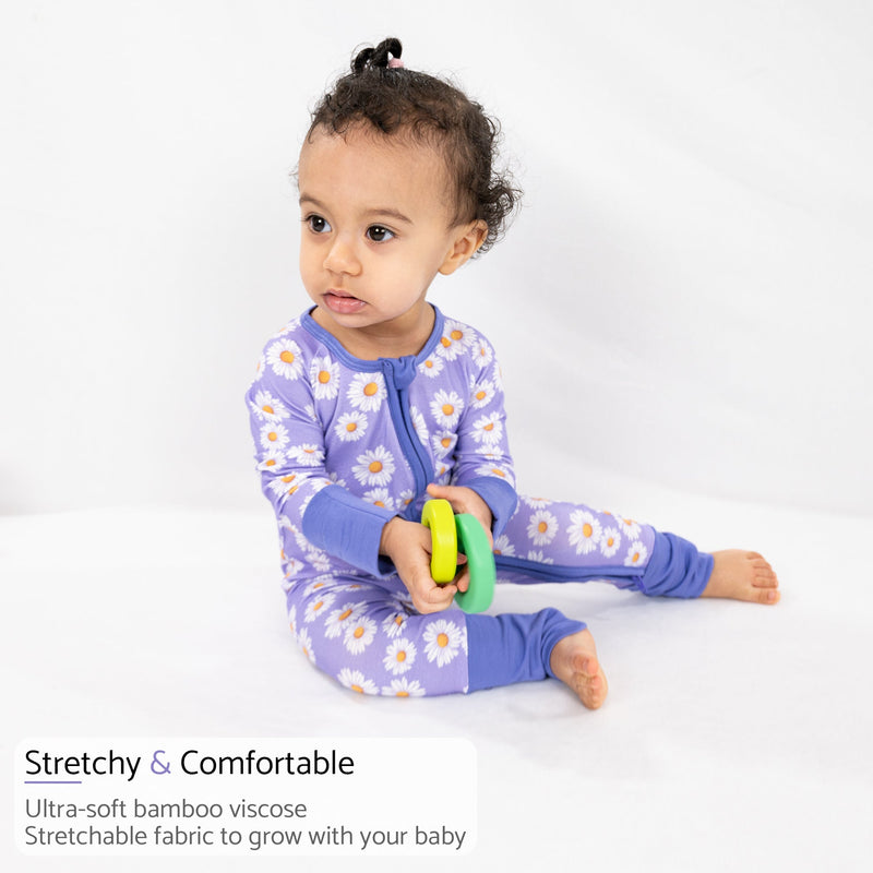 Lazy Daisy Baby Bamboo Pajamas, 2-Way Zipper Romper