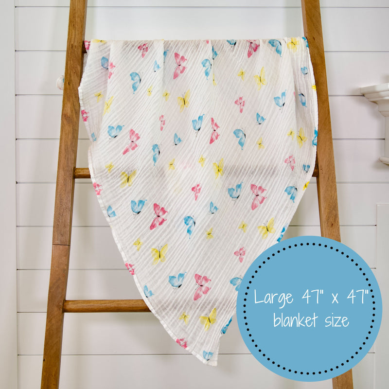 Butterfly Kisses Baby Muslin Swaddle Blanket