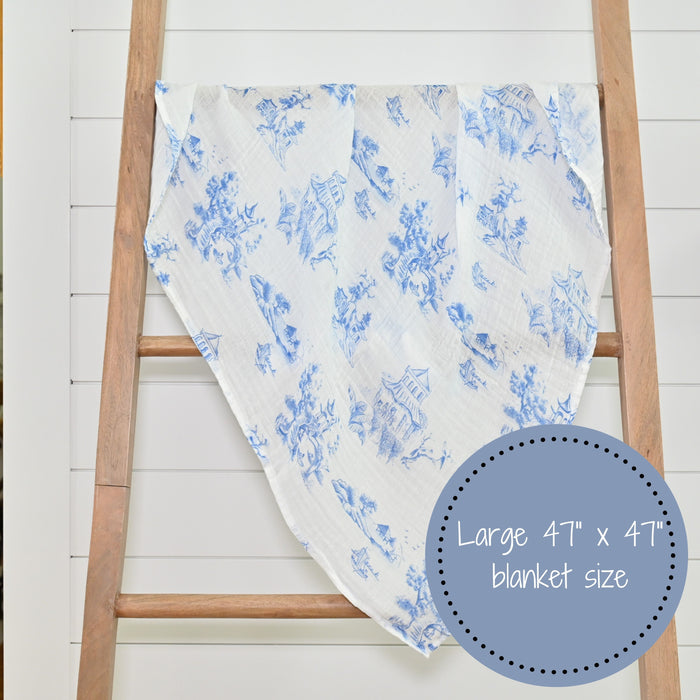 Chinoiserie Baby Muslin Swaddle Blanket