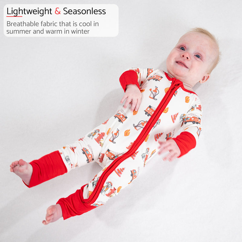Firehouse Fido Baby Bamboo Pajamas, 2-Way Zipper Romper