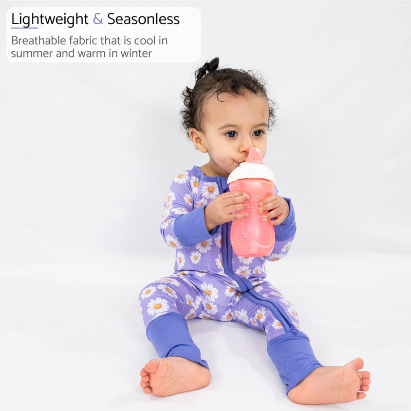 Lazy Daisy Baby Bamboo Pajamas, 2-Way Zipper Romper
