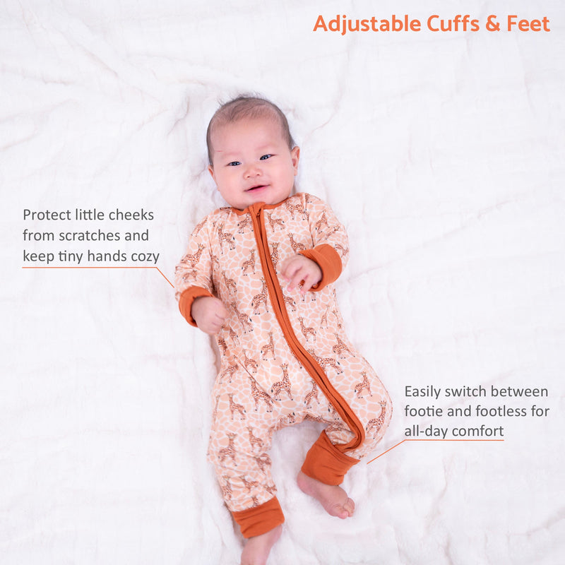 Gentle Giant Baby Bamboo Pajamas, 2-Way Zipper Romper