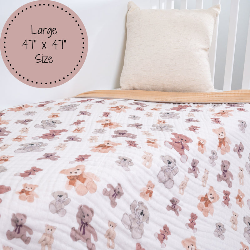 Bear Hugs Muslin Baby Blanket