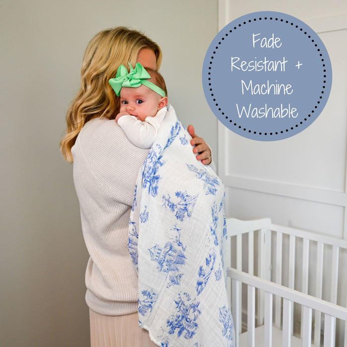 Chinoiserie Baby Muslin Swaddle Blanket