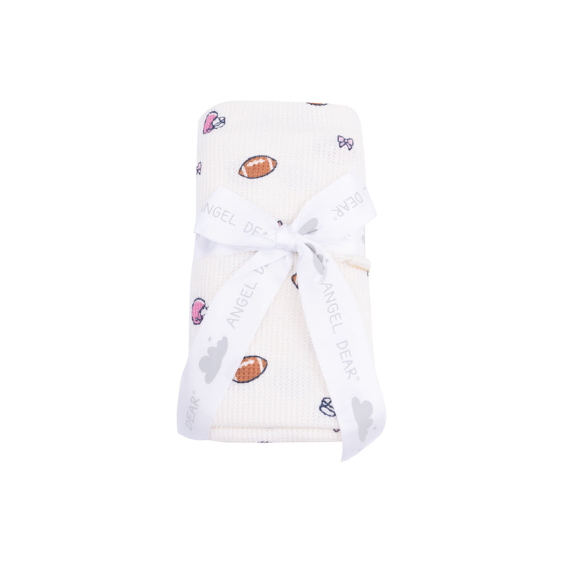 Footballs and Bows - Swaddle Blanket
