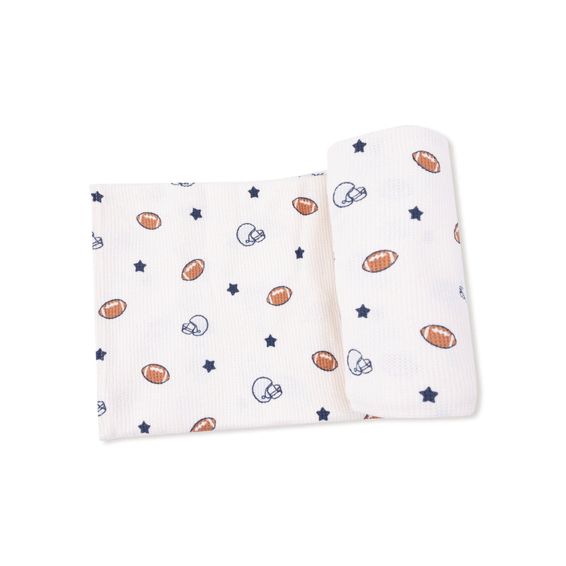 Footballs and Stars - Swaddle Blanket