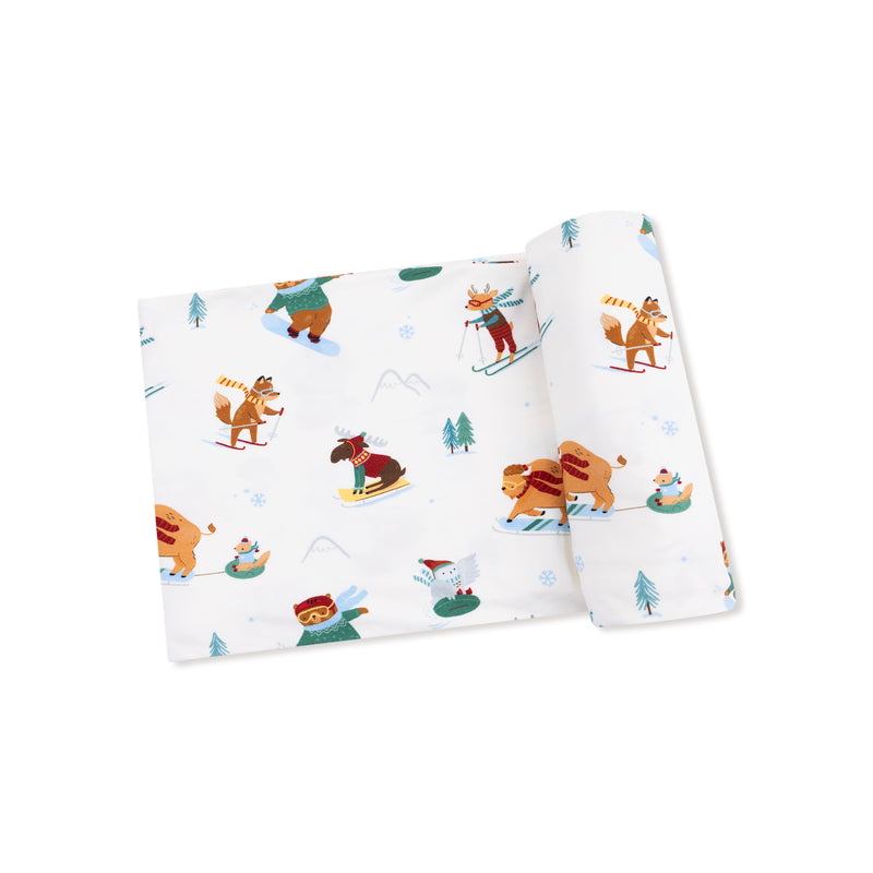 Winter Animal Sports - Swaddle Blanket