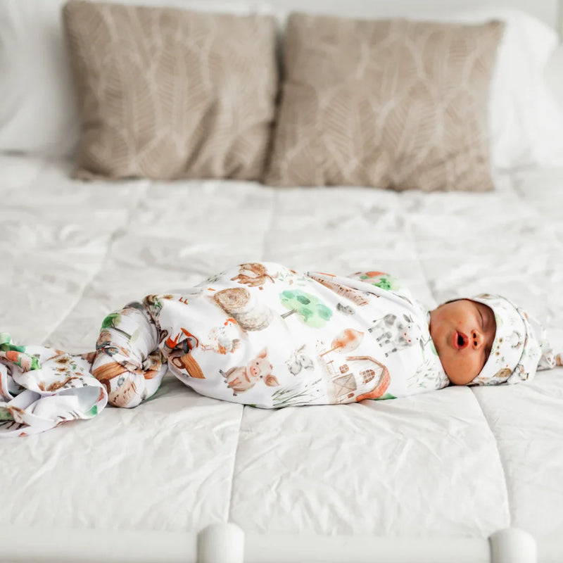 Buttery Soft and Stretchy Swaddle Blanket - Farm Life