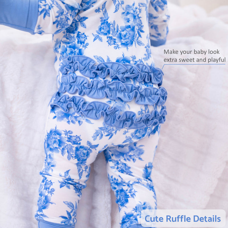 A Peony For Your Thoughts Baby Bamboo Pajamas, 2-Way Zipper Romper