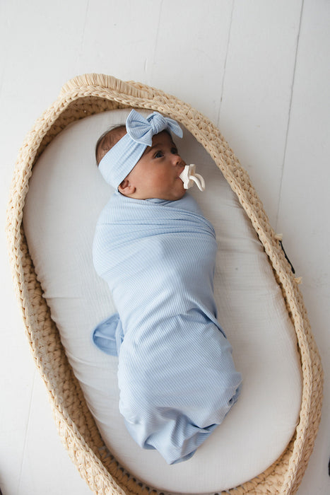 Blue Macaron (ribbed) - Lightweight Blanket