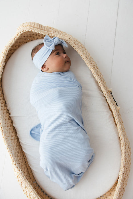 Blue Macaron (ribbed) - Lightweight Blanket