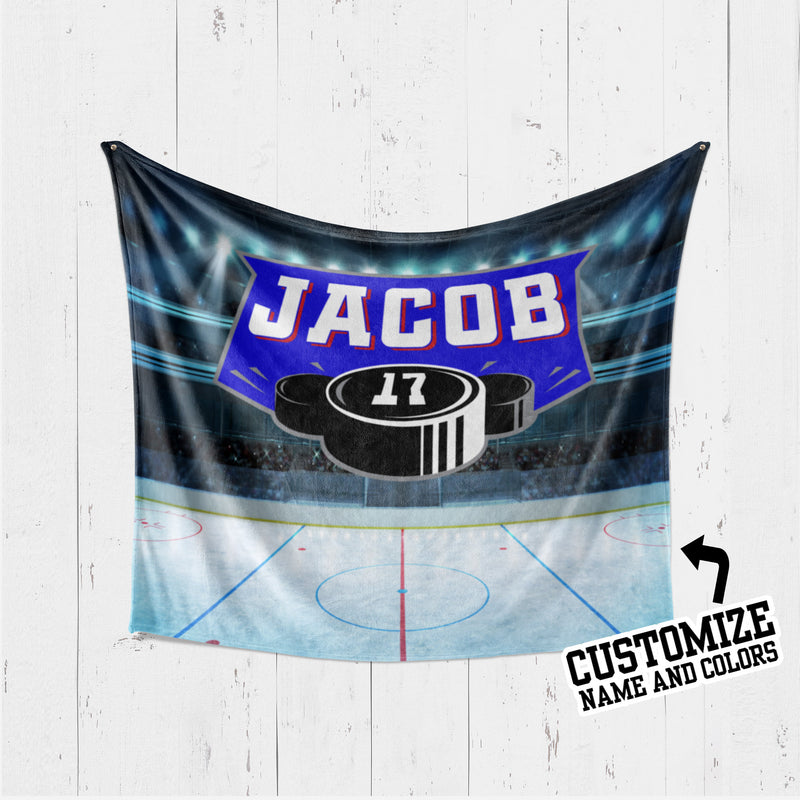 Hockey Ice with Name - Personalized Blanket