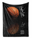 A black blanket with a basketball printed on it, along with the number 10.