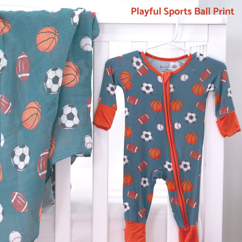 Ballin' Baby Bamboo Pajamas, 2-Way Zipper Romper