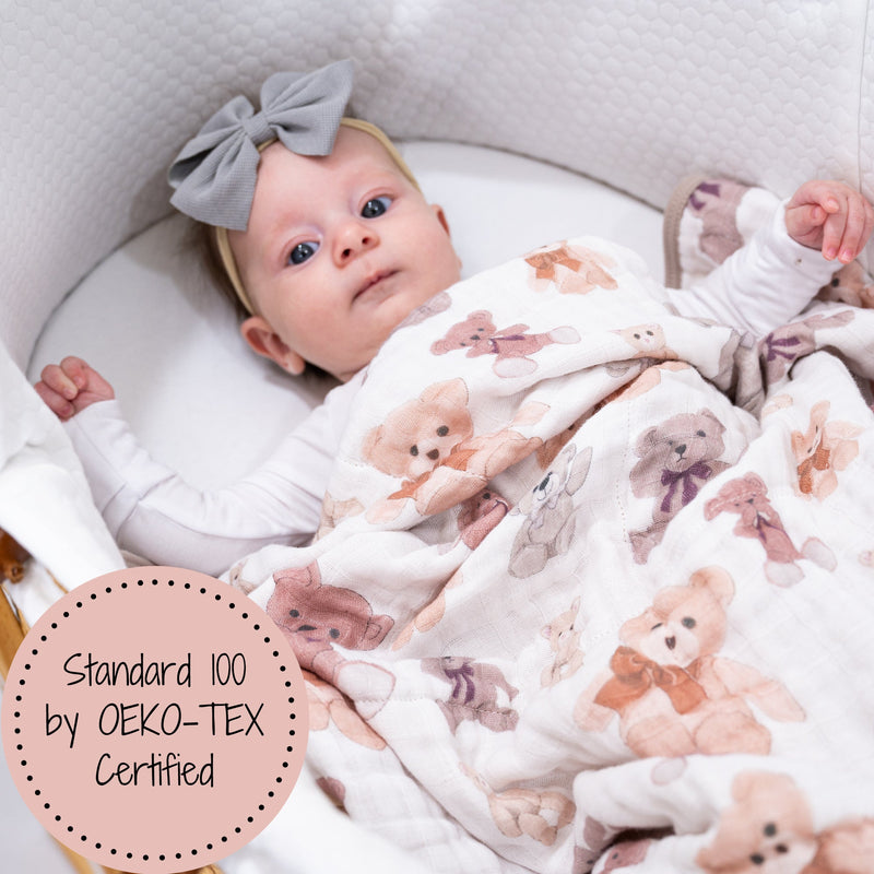 Bear Hugs Muslin Baby Blanket