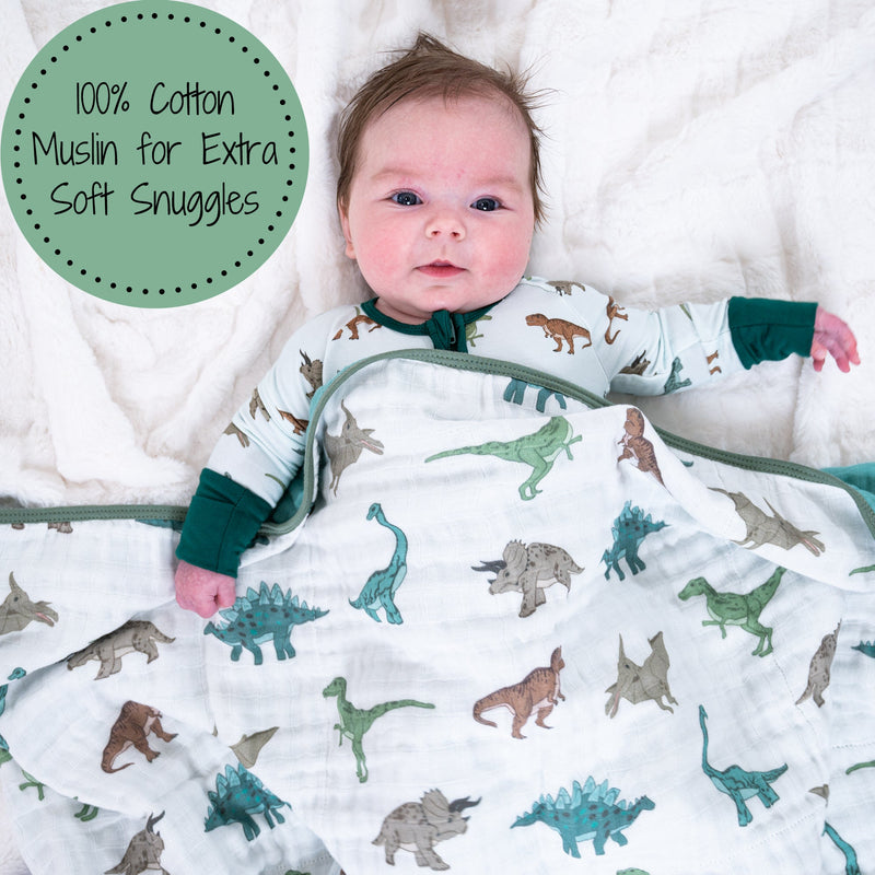 Have A T-rexcellent Day Muslin Baby Blanket