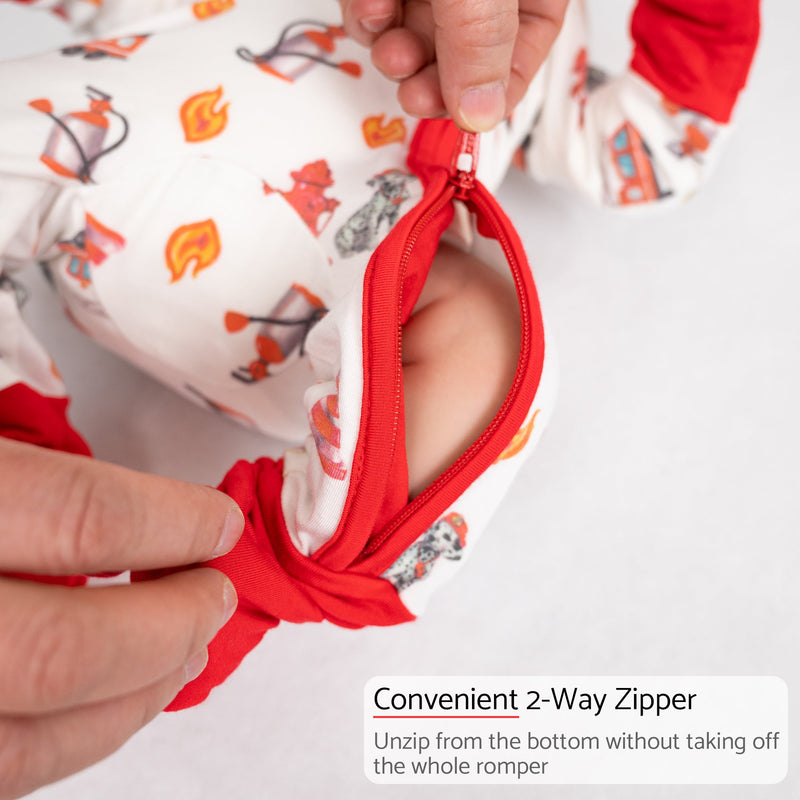 Firehouse Fido Baby Bamboo Pajamas, 2-Way Zipper Romper