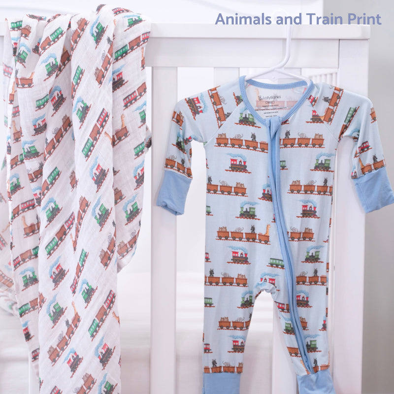 All aboard Baby Bamboo Pajamas, 2-Way Zipper Romper