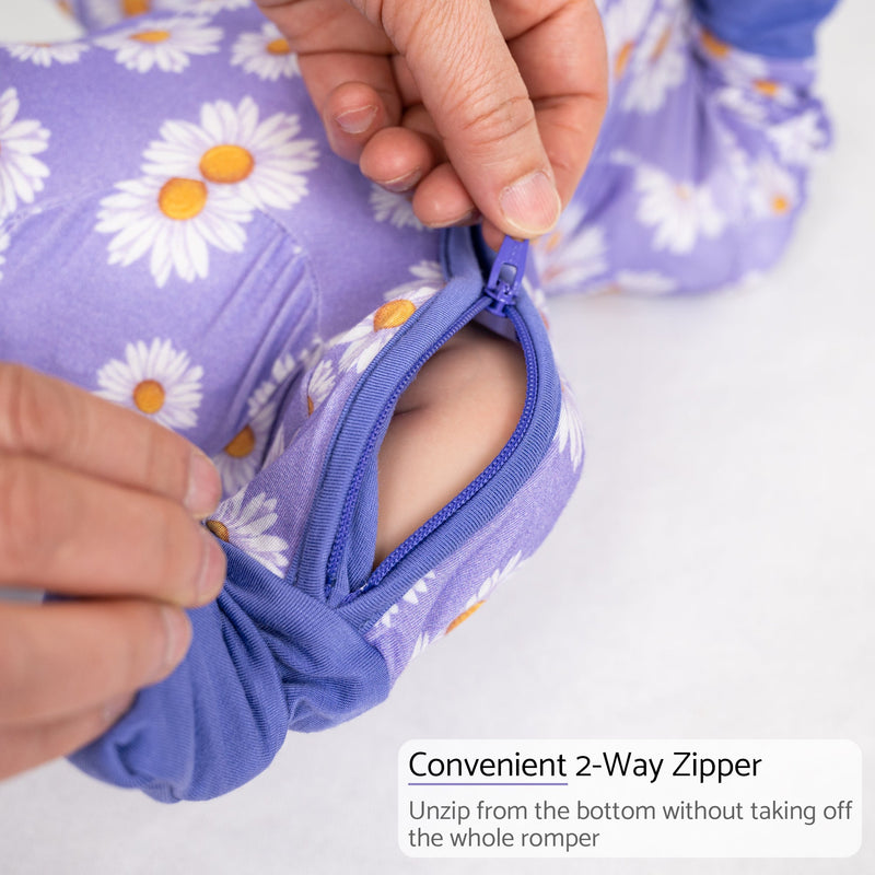 Lazy Daisy Baby Bamboo Pajamas, 2-Way Zipper Romper