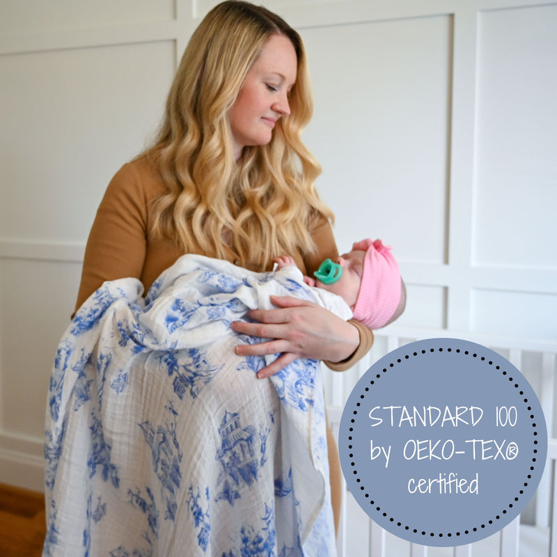 Chinoiserie Baby Muslin Swaddle Blanket