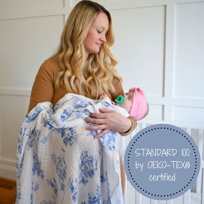 Chinoiserie Baby Muslin Swaddle Blanket