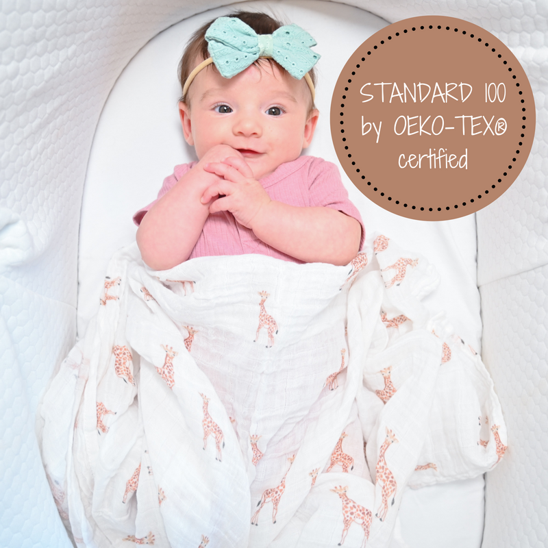 Baby Giraffe Swaddle Blankets: 47" x 47" 100% Muslin Cotton