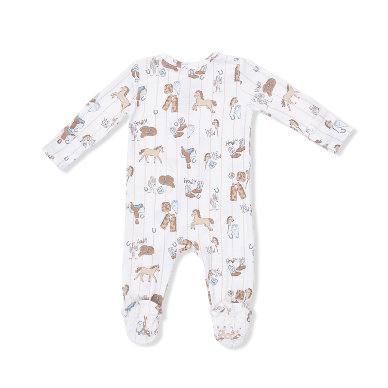 Cowboy Nursery -  2 Way Zipper Footie, Bandana Bib, & Swaddle Blanket Set